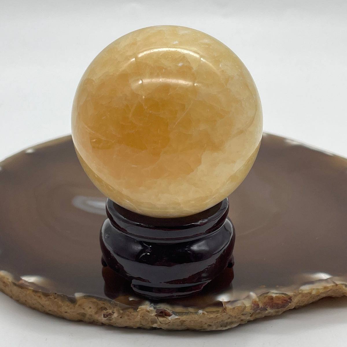 Natural Citrine Crystal Sphere Ball with Wooden Stand Display | (245.74g | 54.4mm | 74.2mm | Catalyst, "Merchant's Stone" Wealth & Abundance Magnet, 360° Energy Harmonizer & Feng Shui Financial Growth Catalyst)