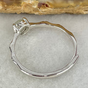 Type A Icy Faint Green Cabochon Jadeite in S925 Sliver Ring (Adjustable Size) 1.09g 5.0 by 2.0mm - Huangs Jadeite and Jewelry Pte Ltd