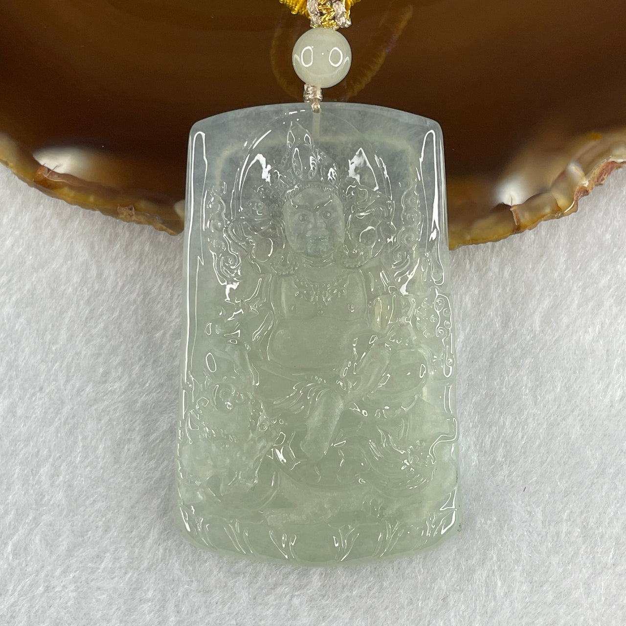Type A Icy Light Green Jadeite Jambhala Pendant 33.06g 58.4 by 36.6 by 6.0mm