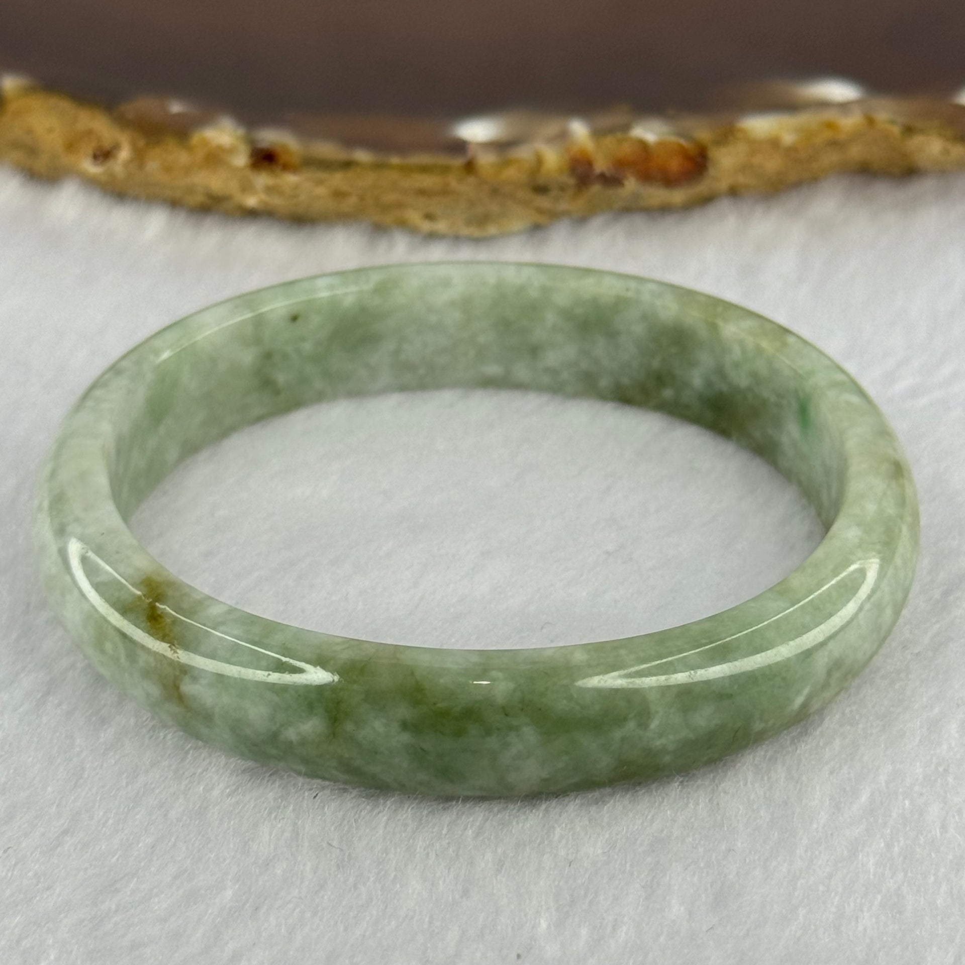 Type A Light with Apple Green Jadeite Bangle 33.24g Internal Diameter 54.3mm 11.5 by 6.4mm (Very Slight External Rough) - Huangs Jadeite and Jewelry Pte Ltd
