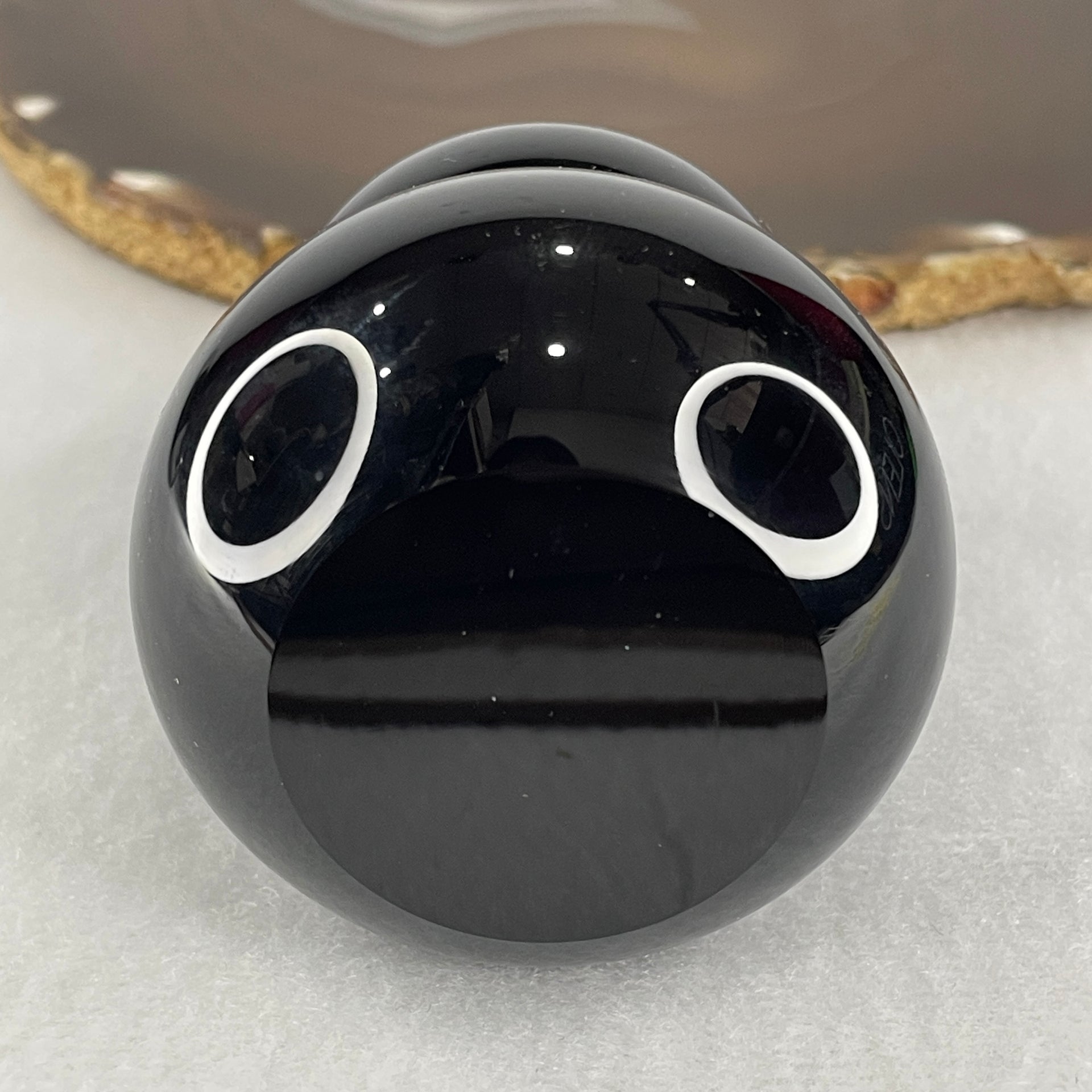 Natural Black Obsidian Hulu Display 301.75g 84.5 by 56.8mm - Huangs Jadeite and Jewelry Pte Ltd