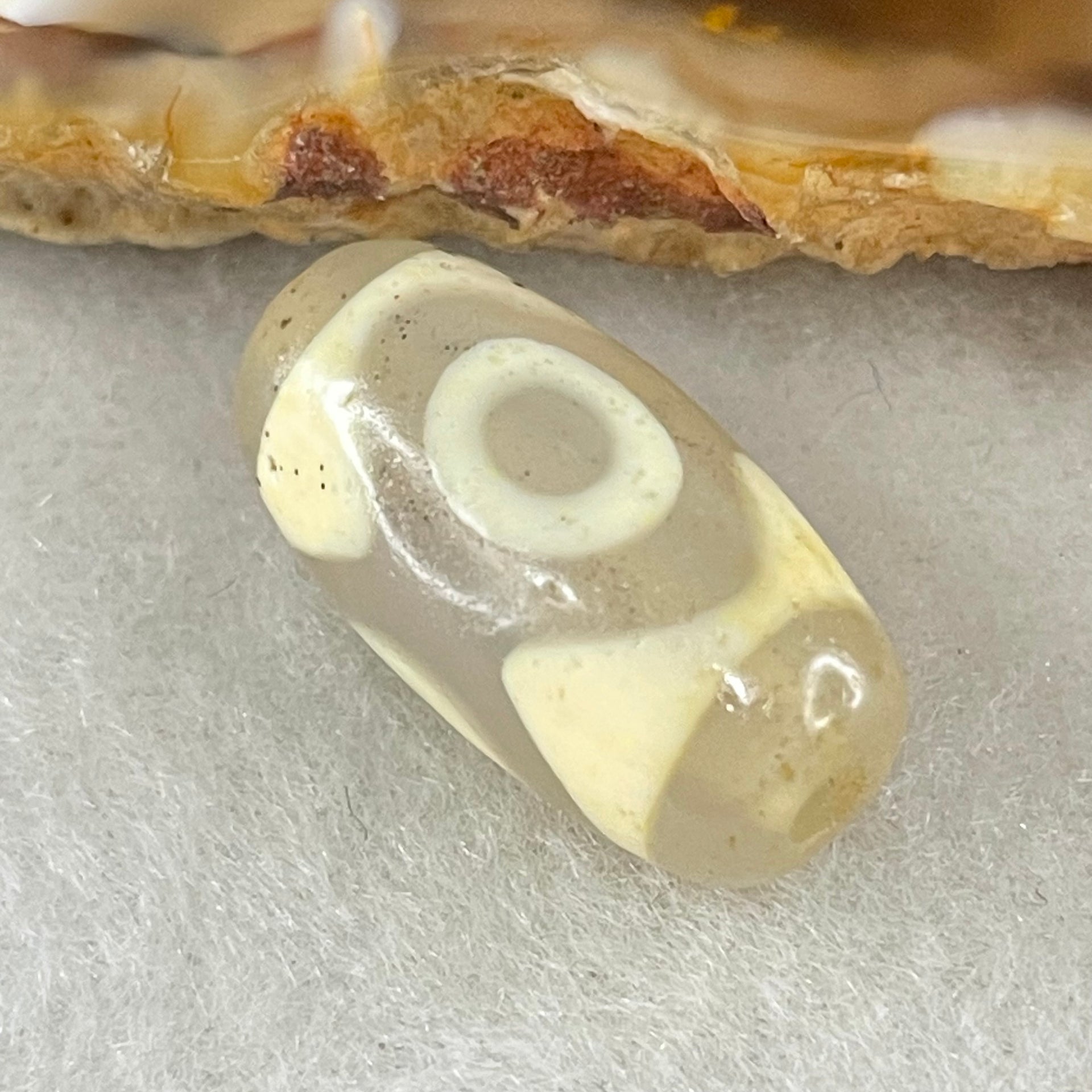 Natural Powerful Tibetan Old Oily Agate 3 Eyes Dzi Bead Heavenly Master (Tian Zhu) 三眼天诛 2.95g 19.7 by 10.2mm - Huangs Jadeite and Jewelry Pte Ltd