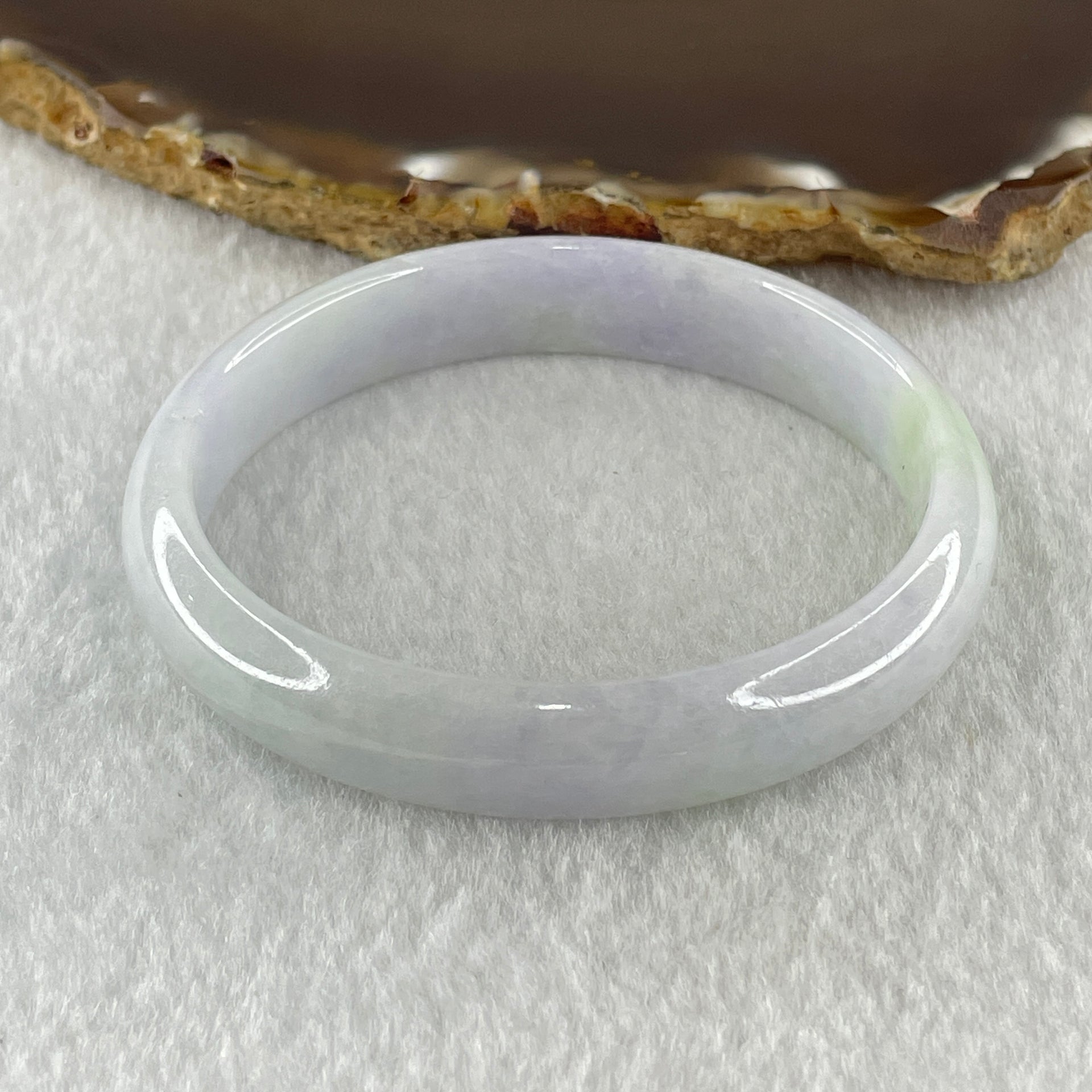 Natural Type A Light Lavender Light Green Jadeite Oval Bangle 30.82g Inner Diameter 54.5mm 11.5 by 6.4mm (Slight External Line) - Huangs Jadeite and Jewelry Pte Ltd