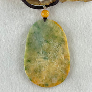 Grandmaster Type A Reddish Brown with Green Patches Jadeite Shan Shui with Twin Gui Ren Benefactor Pendant 黄山美景 36.38g 64.7 by 43.9 by 6.5mm - Huangs Jadeite and Jewelry Pte Ltd