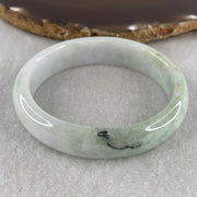 Natural Type A Light Lavender with Green Jadeite Oval Bangle 50.92g Inner Diameter 57.2mm 14.3 by 7.2mm (Slight External Rough) - Huangs Jadeite and Jewelry Pte Ltd