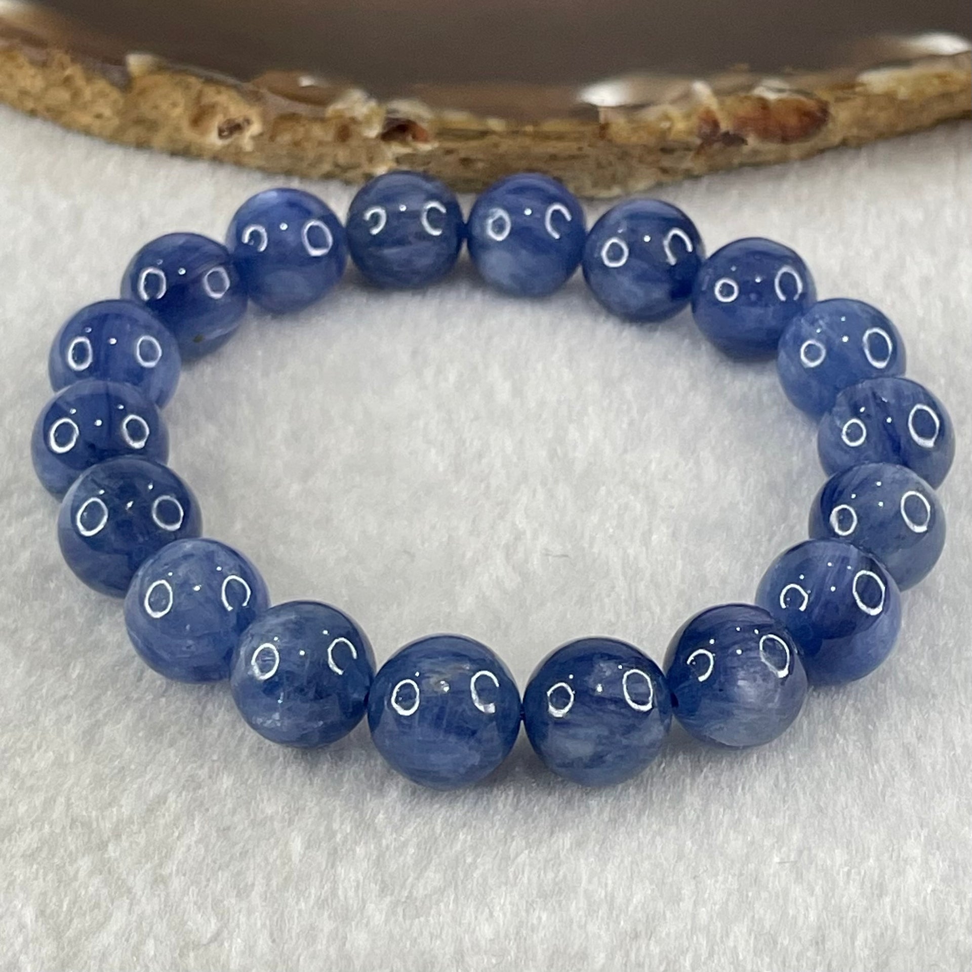 Natural Blue Kyanite Beads Bracelet 39.27g 15.5cm 10.8mm 18 Beads - Huangs Jadeite and Jewelry Pte Ltd