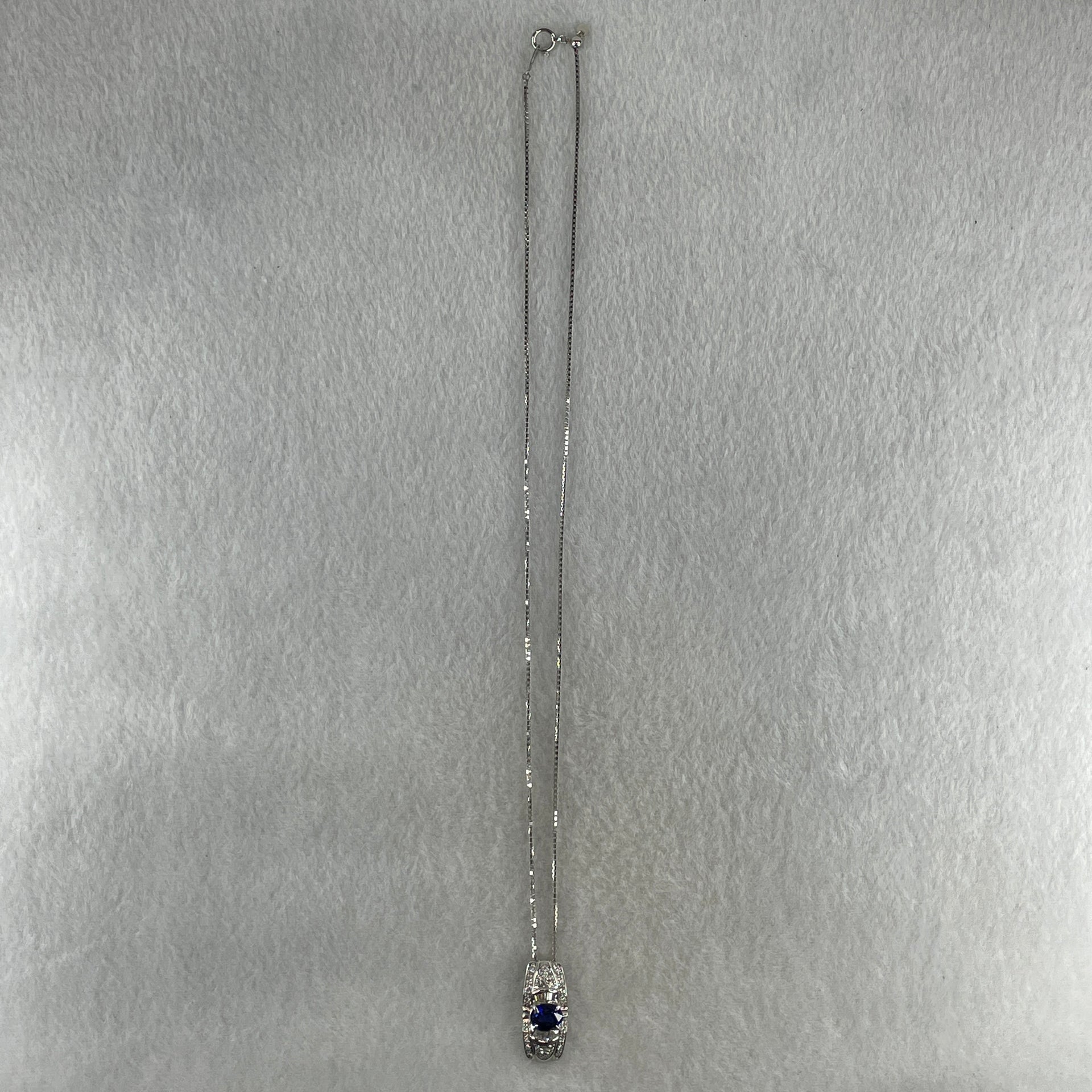 High Grade Natural Royal Blue Sapphire 1.8ct Natural Diamonds 0.45ct Platinum PT950 Pendant 6.98g with PT900 Necklace 3.95g Max 44cm Adjustable Total 10.93g - Huangs Jadeite and Jewelry Pte Ltd