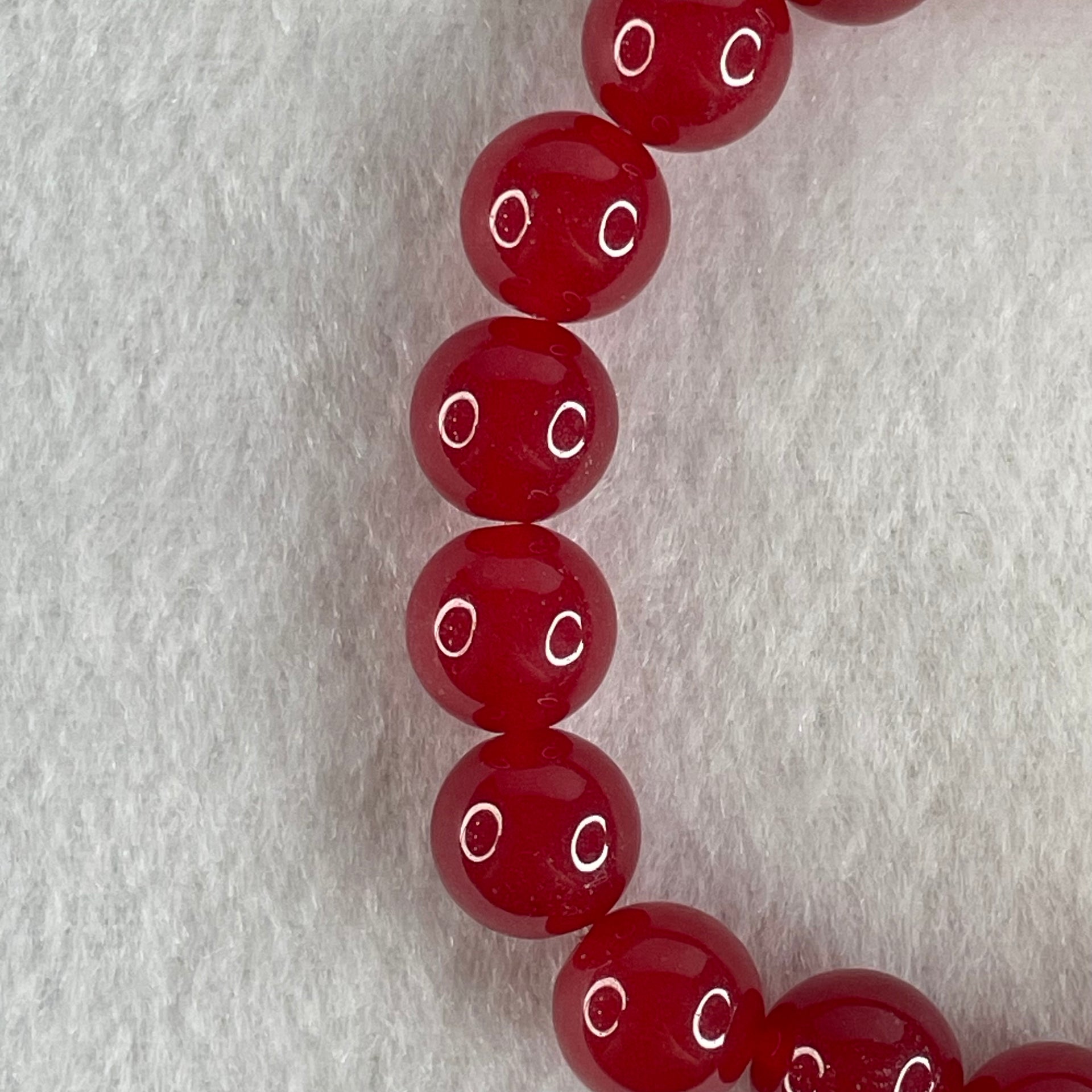 Natural Red Agate Beads Bracelet 28.08g 15.5cm 10.3mm 19 Beads - Huangs Jadeite and Jewelry Pte Ltd