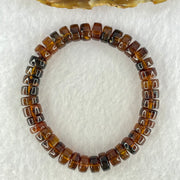 Natural Cognac Fushun Amber Donut Beads Bracelet 天然抚顺老珀手链 8.63g 15cm 8.9mm 40pcs - Huangs Jadeite and Jewelry Pte Ltd