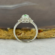 Type A Icy Light Green Jadeite Flower with Crystals in S925 Sliver Ring (Adjustable Size) 1.90g 6.0 by 2.5mm - Huangs Jadeite and Jewelry Pte Ltd