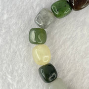 Natural Muti Color Serpentine Beads Bracelet 25.73g 15.5cm 8.5mm 19 Beads - Huangs Jadeite and Jewelry Pte Ltd