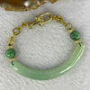 Type A Green with yellow Jadeite Bracelet 17.35g 63.8 by 7.9 mm 8.2 mm 2 Beads - Huangs Jadeite and Jewelry Pte Ltd