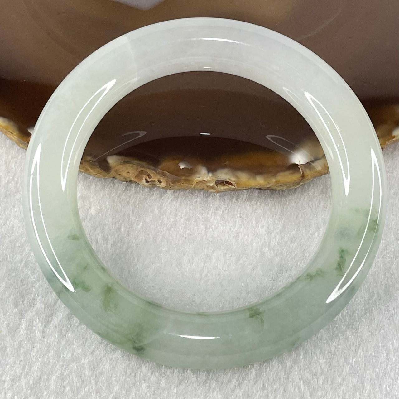 Type A Jelly Faint Green with Green Piao Hua Jadeite Bangle 77.72g Internal Diameter 55.4mm 11.8 by 12.0mm (Internal Line) - Huangs Jadeite and Jewelry Pte Ltd