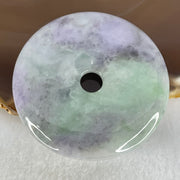 Type A Green With Deep Lavender And Wuji Grey Jadeite Ping An Kou Donut Pendant 47.34g 54.2 by 7.8mm - Huangs Jadeite and Jewelry Pte Ltd
