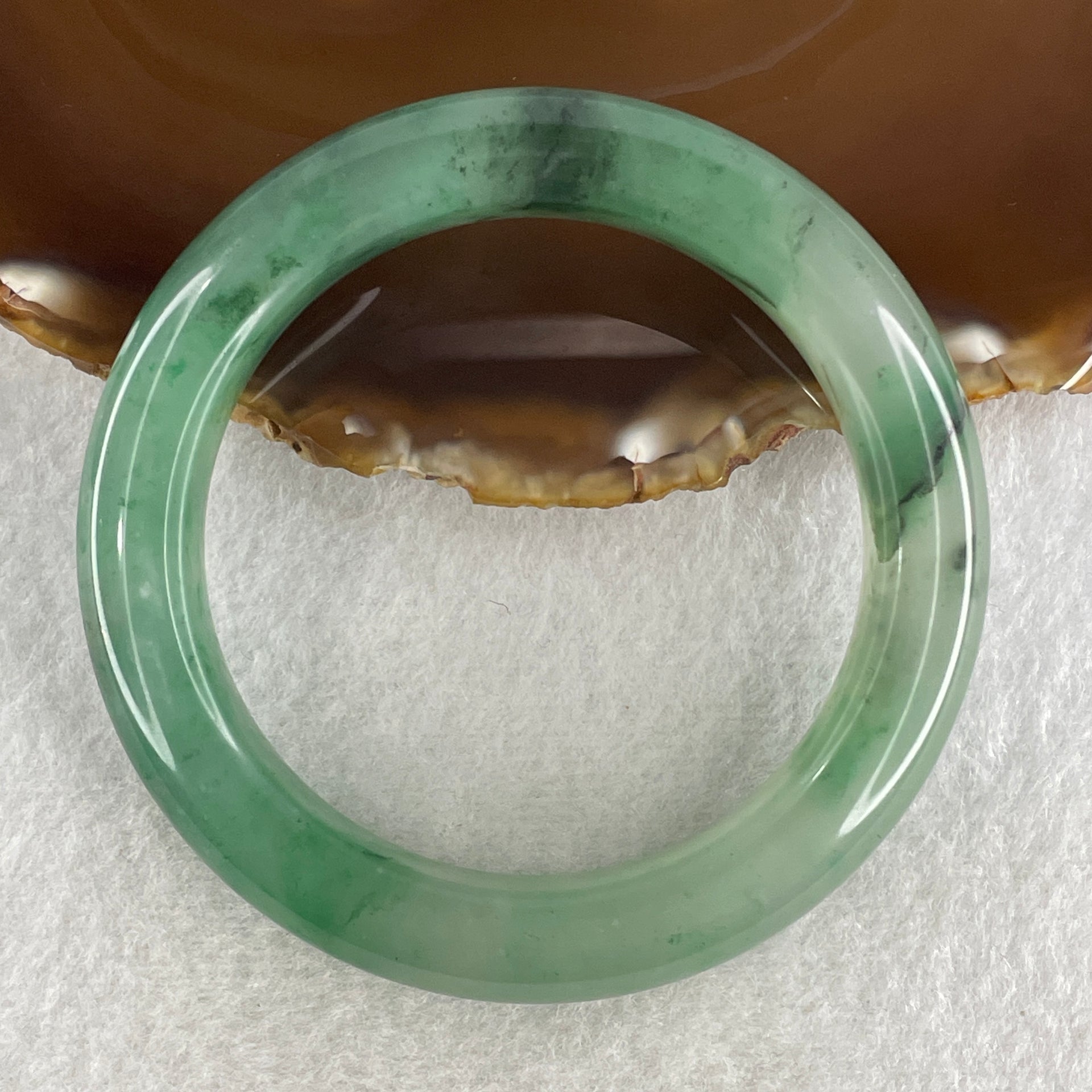 Natural Icy Green Flora Agate Bangle 69.36g Internal Diameter 59.4mm 13.2 by 11.3mm (Perfect) - Huangs Jadeite and Jewelry Pte Ltd