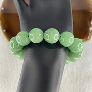 Rare Type A Burmese Apple Green Jade Jadeite Beads Bracelet 76.93g 14.8mm 14 beads 16cm - Huangs Jadeite and Jewelry Pte Ltd