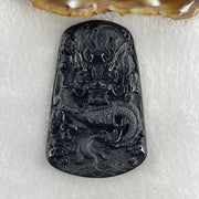 Type A Opaque to Partial Translucent Black Omphacite Jadeite Dragon Pendant 32.91g 66.0 by 42.2 by 9.5mm - Huangs Jadeite and Jewelry Pte Ltd