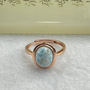 Natural Larimar in S925 Silver Rose Gold Color Ring (Adjustable Size) 2.55g 9.9 by 8.0 by 5.0mm - Huangs Jadeite and Jewelry Pte Ltd
