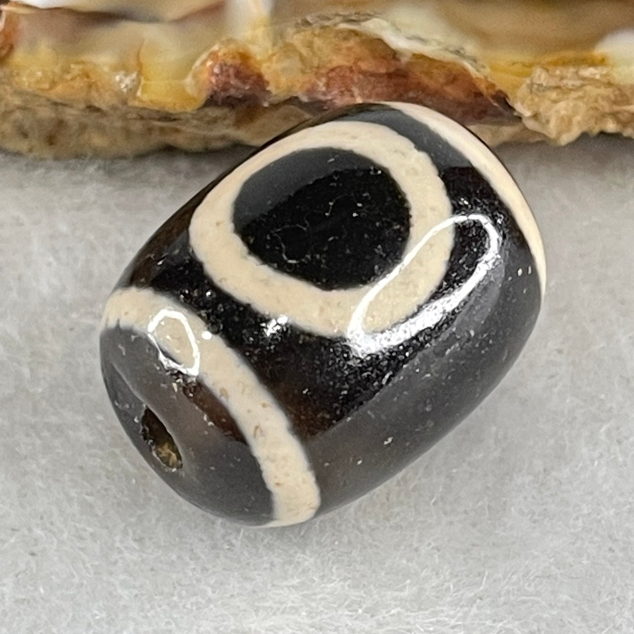 Natural Powerful Tibetan Old Oily Agate 1 Eye With Swastika Dzi Bead (Hotu Dzi) 5.13g 17.8 by 13.5mm - Huangs Jadeite and Jewelry Pte Ltd