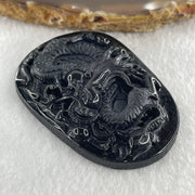 Type A Opaque to Partial Translucent Black Omphacite Jadeite Dragon Pendant 24.58g 58.2 by 40.3 by 8.2mm - Huangs Jadeite and Jewelry Pte Ltd