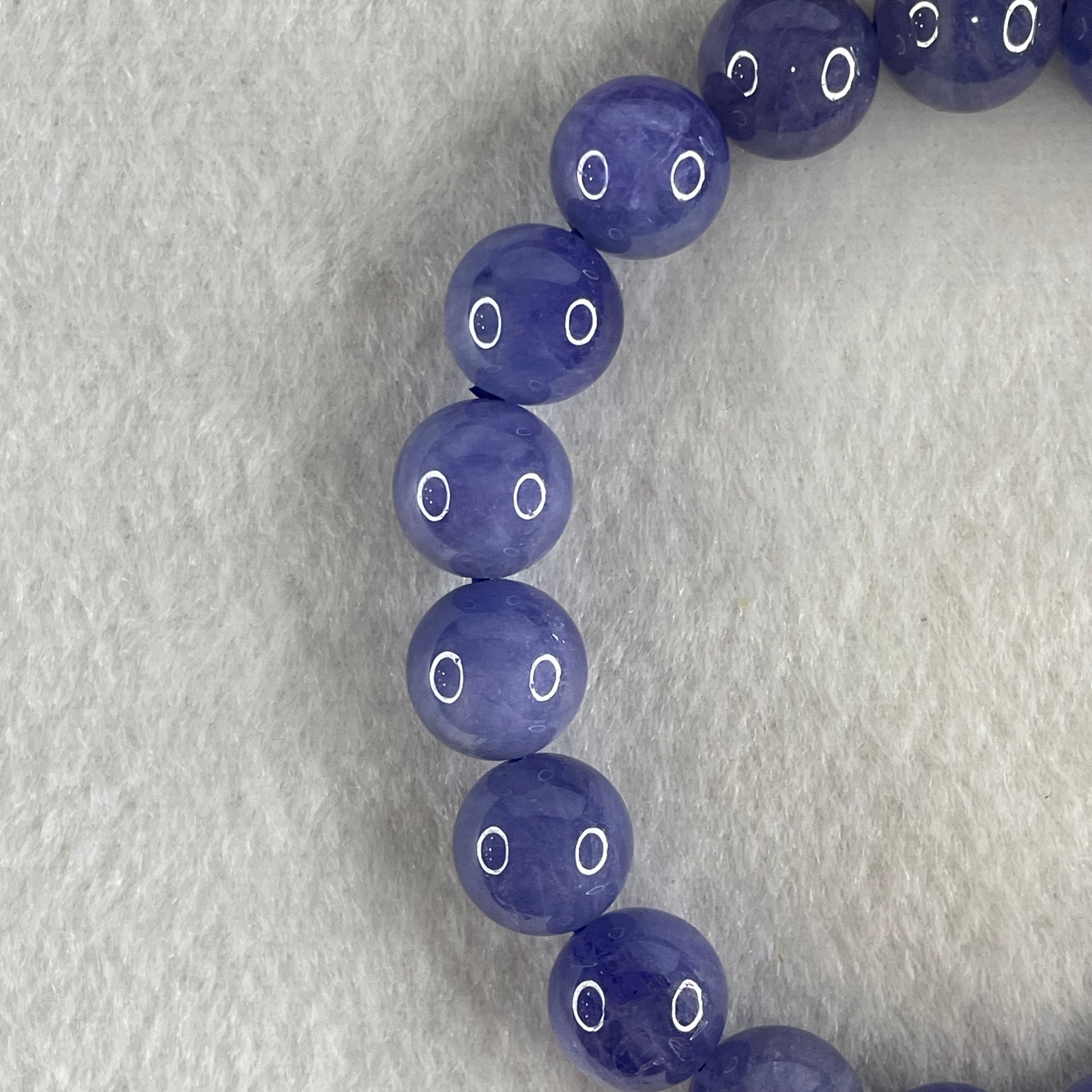 Good Grade Natural Blue Tanzanite Beads Bracelet 39.68g 16.5cm 10.8mm 19 Beads - Huangs Jadeite and Jewelry Pte Ltd