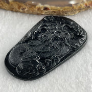 Type A Opaque to Partial Translucent Black Omphacite Jadeite Dragon Carp Pendant 20.39g 57.5 by 36.6 by 7.5mm - Huangs Jadeite and Jewelry Pte Ltd