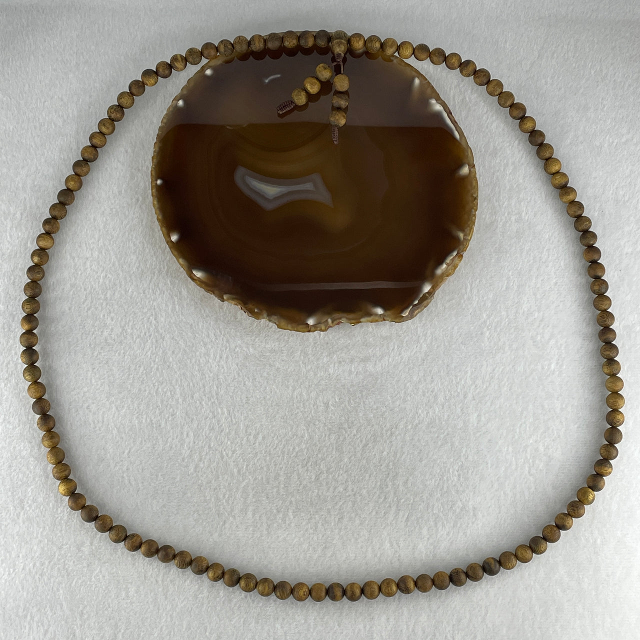 Certified Natural China Hainan Agarwood Beads Necklace 20.57g 84cm 8.4mm 108 Beads