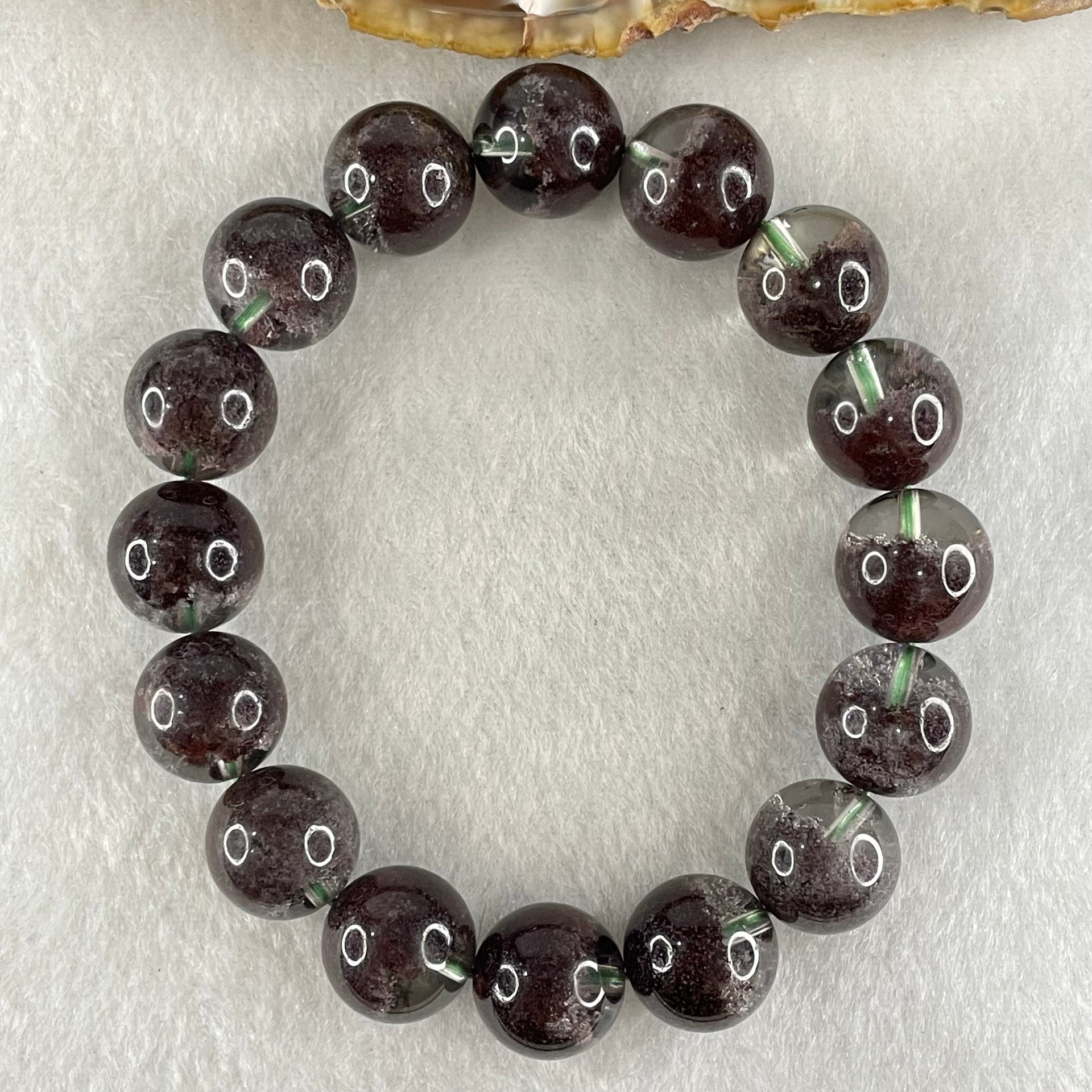 Good Grade Natural Red Phantom Quartz Beads Bracelet 49.21g 16.5cm 13.2mm 16 Beads - Huangs Jadeite and Jewelry Pte Ltd