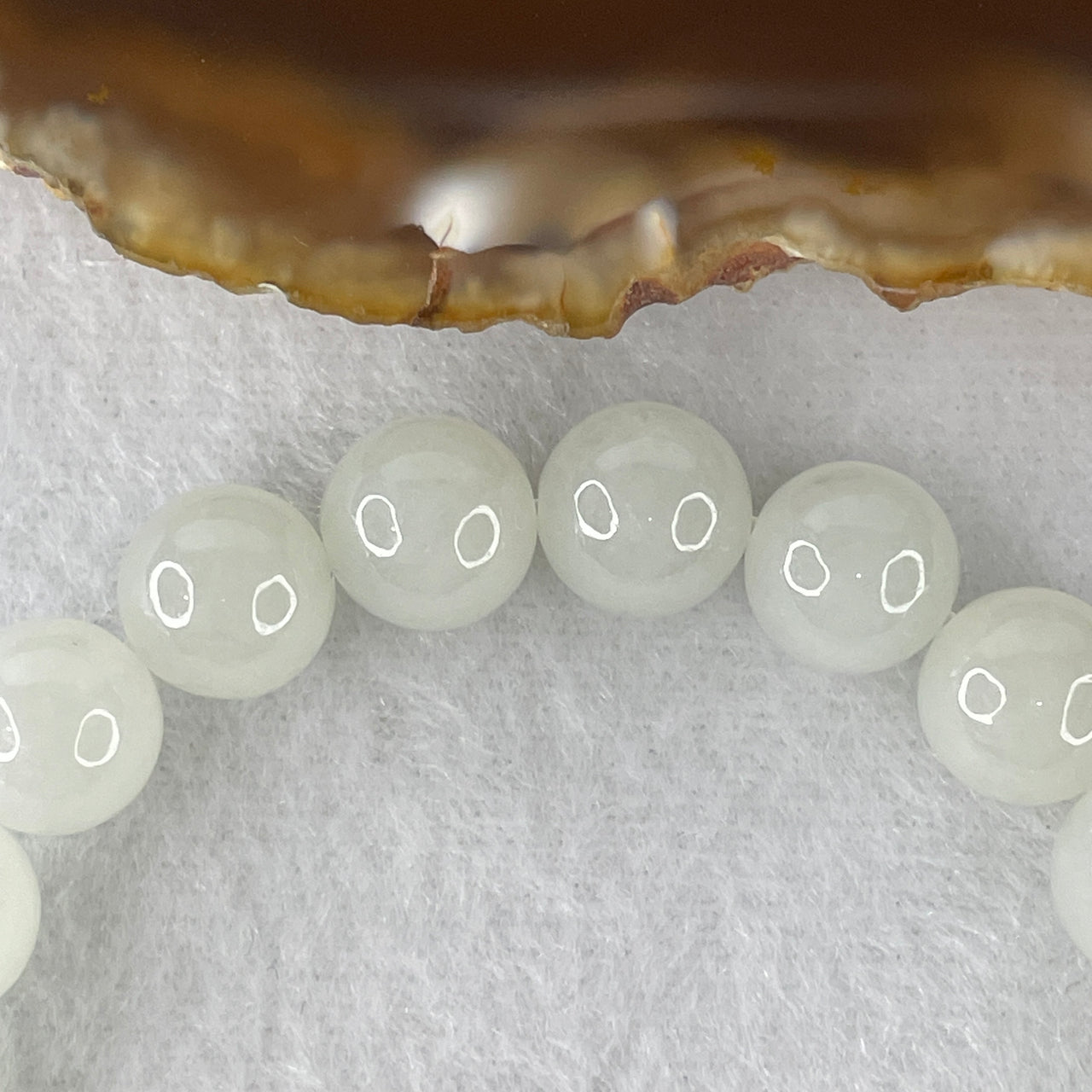 Certified Type A Jelly Near-White Jadeite Investment Bracelet | Ultra-Translucent Liquid-Glass Beads | 100% Natural Grade A Fei Cui Masterpiece | 20-Bead Sovereign Alignment (33.70g | 10.0mm | 16cm)