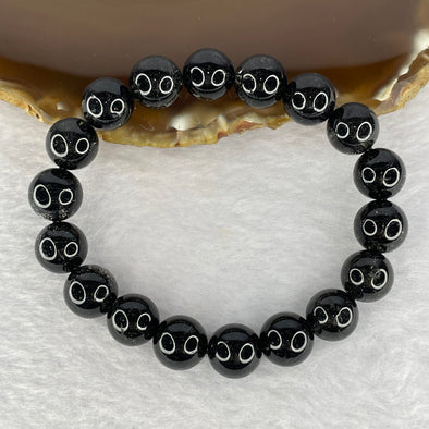 Natural Black Rutilated Quartz Beads Bracelet 35.86g 11.4mm 18 Beads - Huangs Jadeite and Jewelry Pte Ltd
