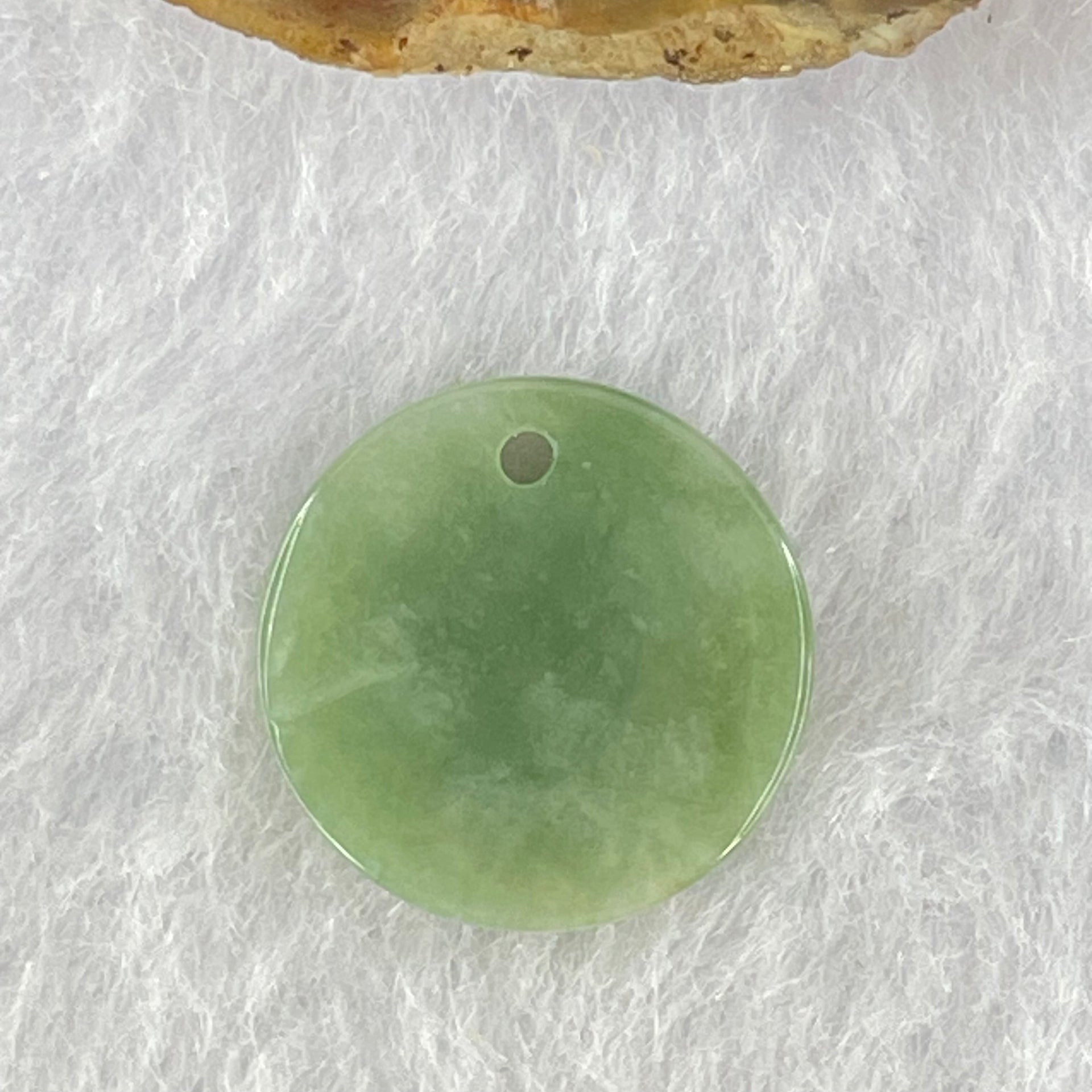 Type A Blueish Green Jadeite Mini Round Wu Shi Pai Pendant 1.34g 14.9 by 2.4mm - Huangs Jadeite and Jewelry Pte Ltd