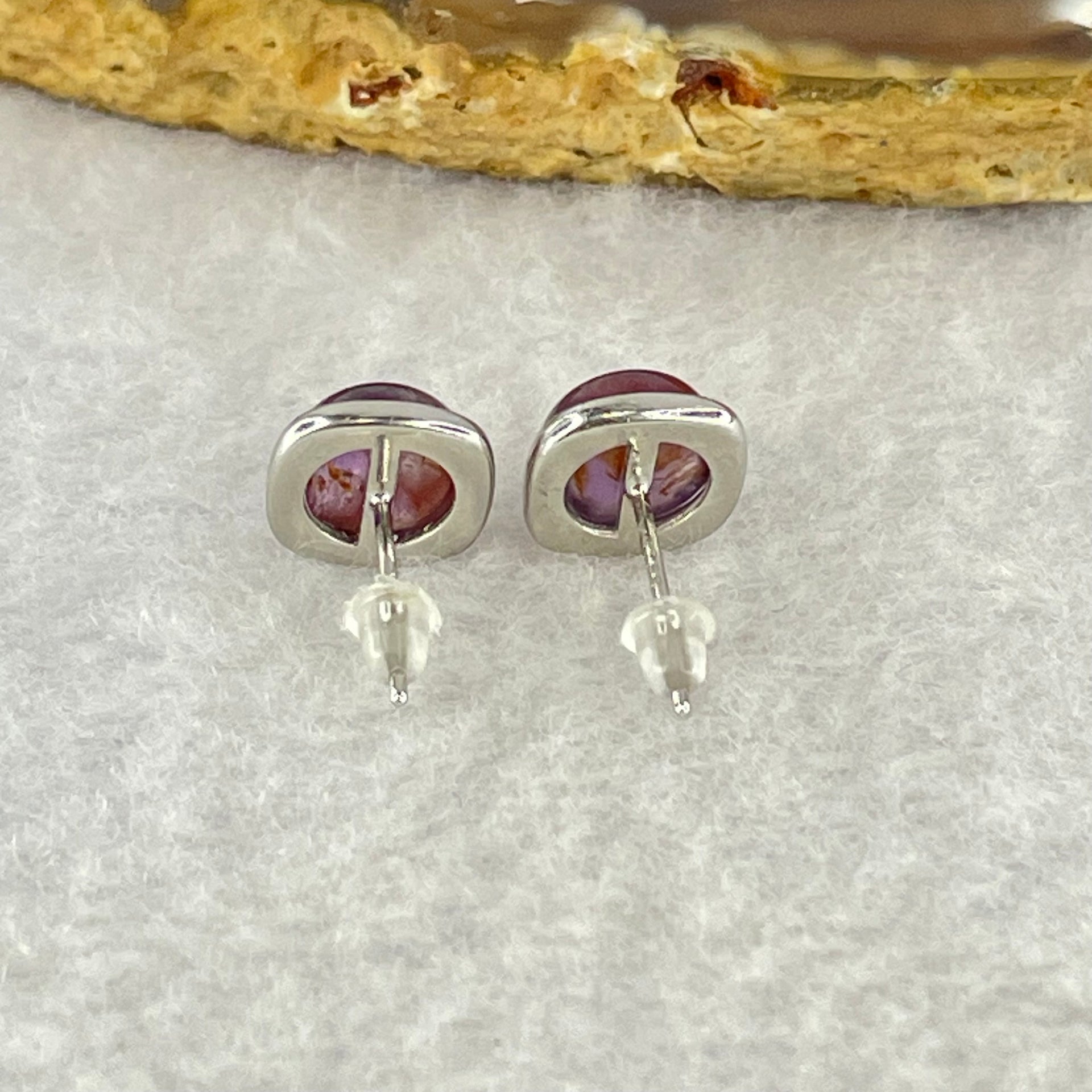 Good Grade Natural Auralite 23 S925 Silver Earrings 2.20g 7.9 by 4.0mm - Huangs Jadeite and Jewelry Pte Ltd
