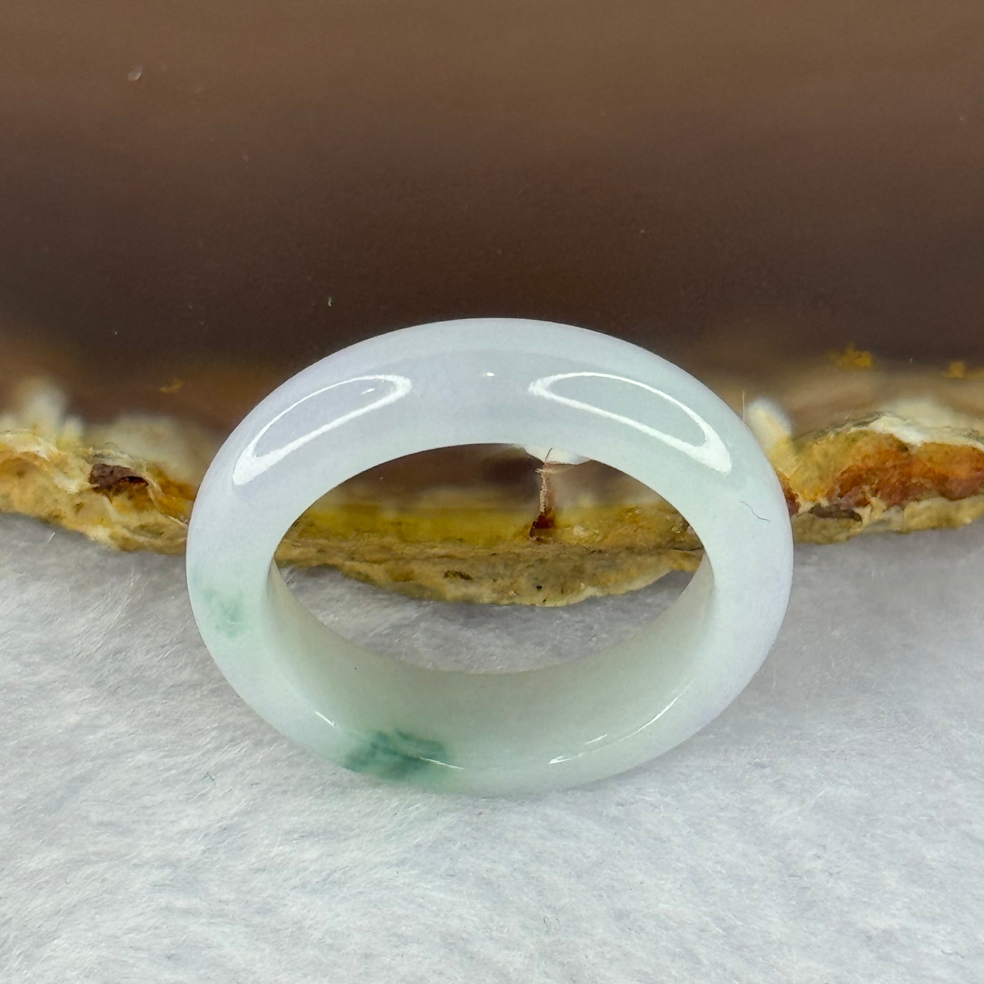 Type A Light Lavender Green with Blueish Green Patch Jadeite Ring 3.71g 5.5 by 3.7mm US8.25 HK18 - Huangs Jadeite and Jewelry Pte Ltd