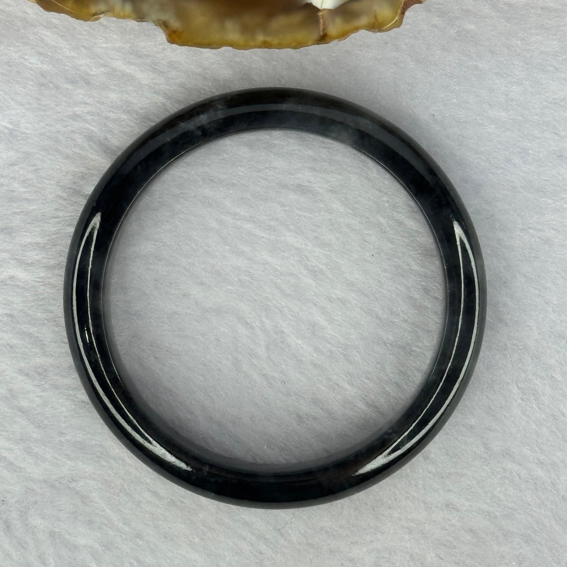 Type A Highly Translucent Black Grey Wuji Jadeite Baby Bangle 12.29g Internal Diameter 36.6mm 7.2 by 5.4mm - Huangs Jadeite and Jewelry Pte Ltd