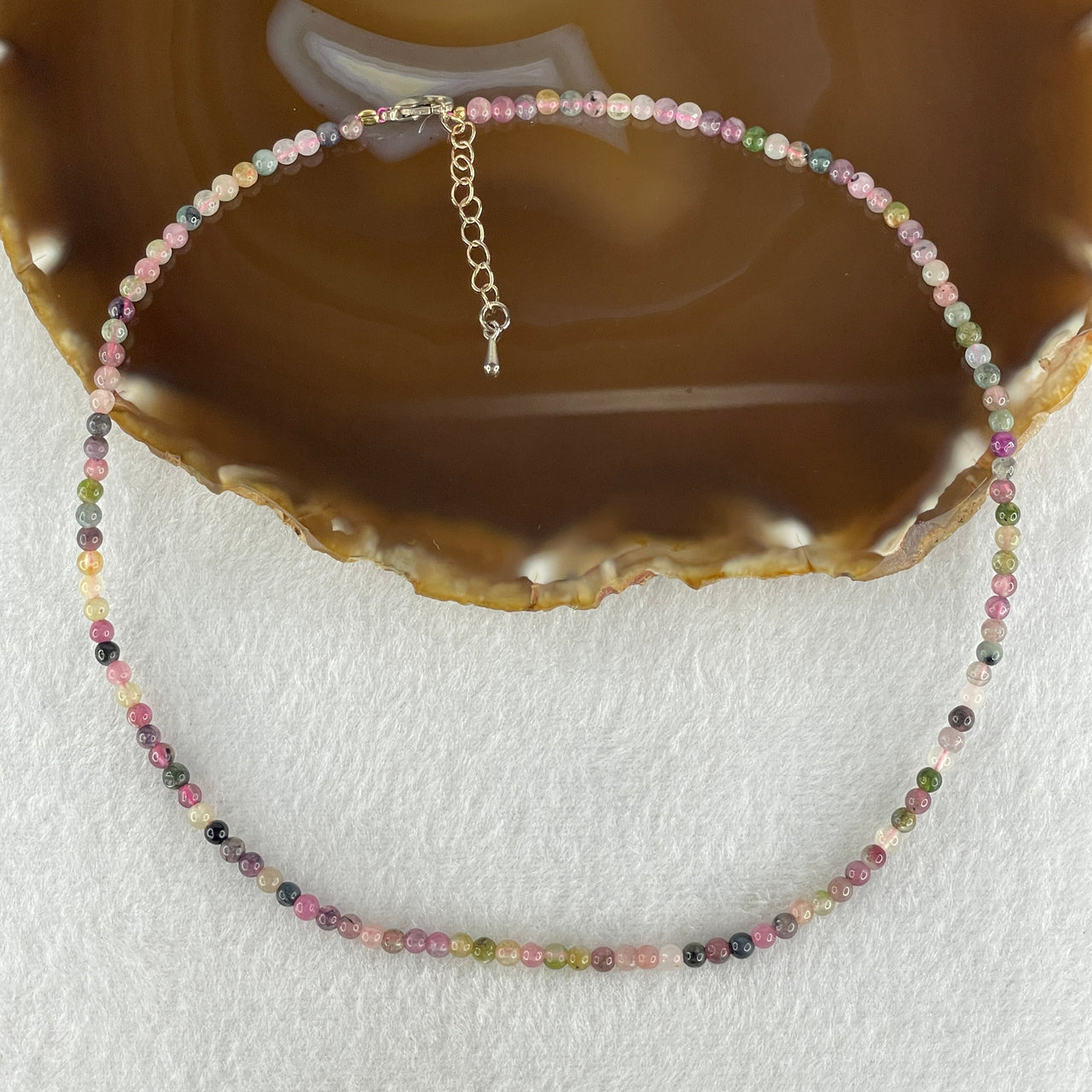 Natural Tourmaline Crystal Beads Necklace 6.61g 36cm 3.4mm 118Beads