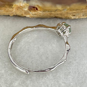 Type A Semi Icy Green Cabochon Jadeite in S925 Sliver Bamboo Ring (Adjustable Size) 0.97g 3.7 by 2.8mm - Huangs Jadeite and Jewelry Pte Ltd
