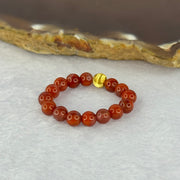 Natural Red Agate Bead Ring 2.40g US 9.5 / HK 21 4.8mm 15 Beads - Huangs Jadeite and Jewelry Pte Ltd