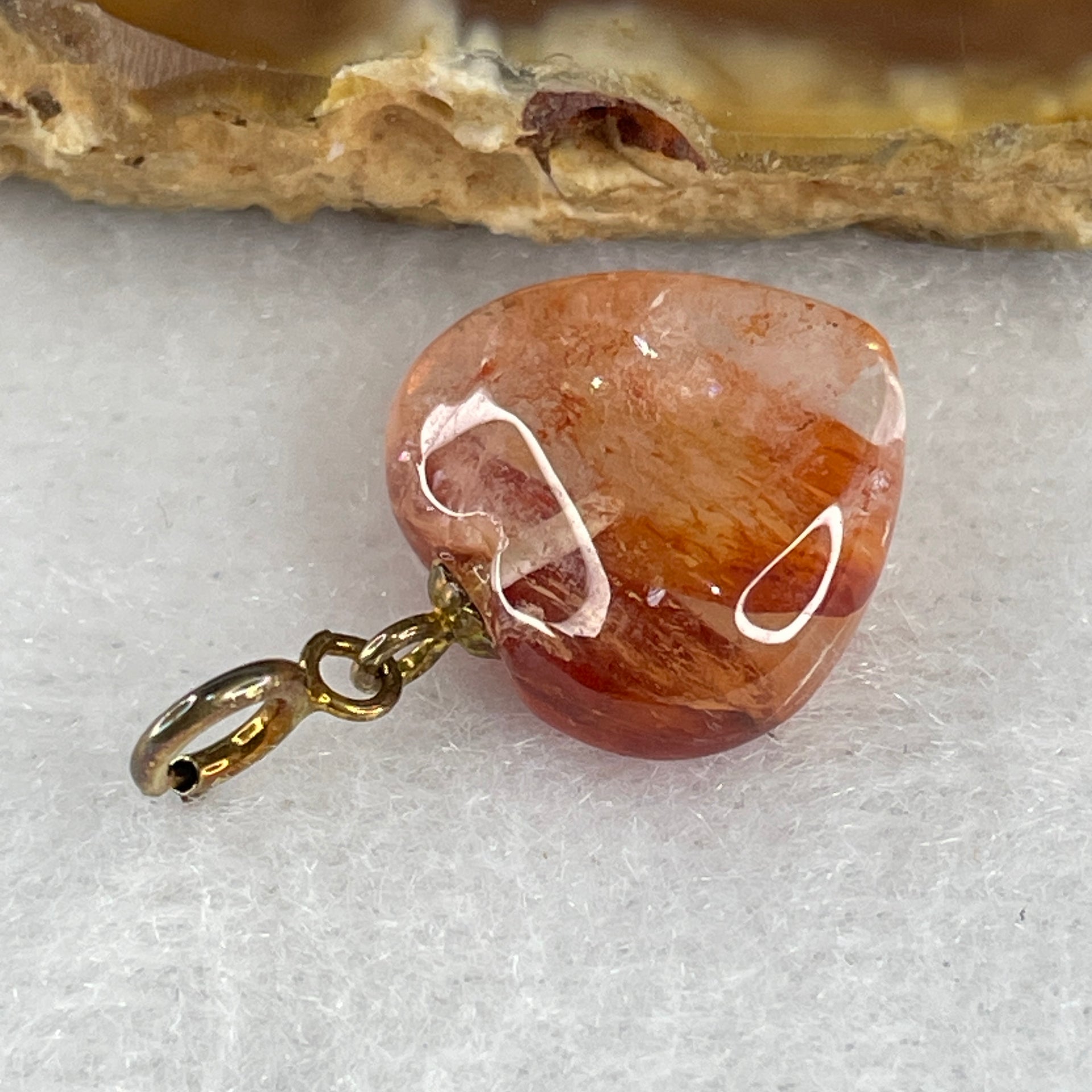 Natural Ferruginous Quartz Heart Shape Charm 1.88g 13.3 by 14.0 by 6.3mm - Huangs Jadeite and Jewelry Pte Ltd