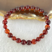 Natural Blood Red Amber Beads Bracelet 4.78g 14.5cm 7.3mm 25 Beads - Huangs Jadeite and Jewelry Pte Ltd