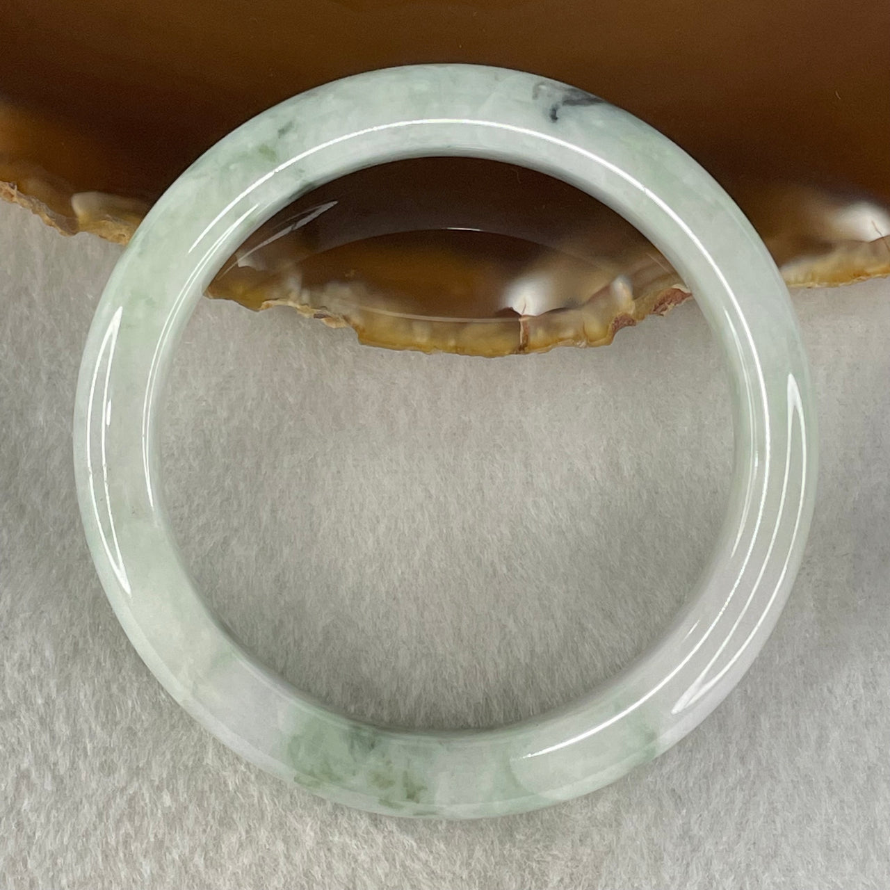 Type A Light Green with Blueish Green piao Hua Floral Jadeite Bangle 40.51g Inner Diameter 52.6mm 10.2 by 8.5mm (Internal Lines) - Huangs Jadeite and Jewelry Pte Ltd