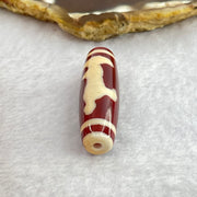 Natural Powerful Tibetan Old Oily Red and Yellowish White Agate Guan Yin Dzi Bead Heavenly Master (Tian Zhu) 观音天诛 8.24g 39.4 by 11.6mm - Huangs Jadeite and Jewelry Pte Ltd