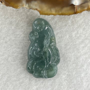 Natural Type A Blueish Green Jadeite 9 Tail Fox Pendant 4.65g 27.6 by 15.3 by 6.0mm - Huangs Jadeite and Jewelry Pte Ltd