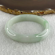 Type A Natural Light Green Faint Lavender with Emerald Green Patches Jadeite Oval Bangle 40.95g Inner Diameter 53.7mm 12.2 by 7.0mm (Internal Line) - Huangs Jadeite and Jewelry Pte Ltd