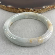Natural Type A Light Lavender with Green and Brownish Piao Hua Jadeite Flat Ding Dang Bangle 39.14g Inner Diameter 54.5mm 10.2 by 7.2mm (Slight External Rough) - Huangs Jadeite and Jewelry Pte Ltd