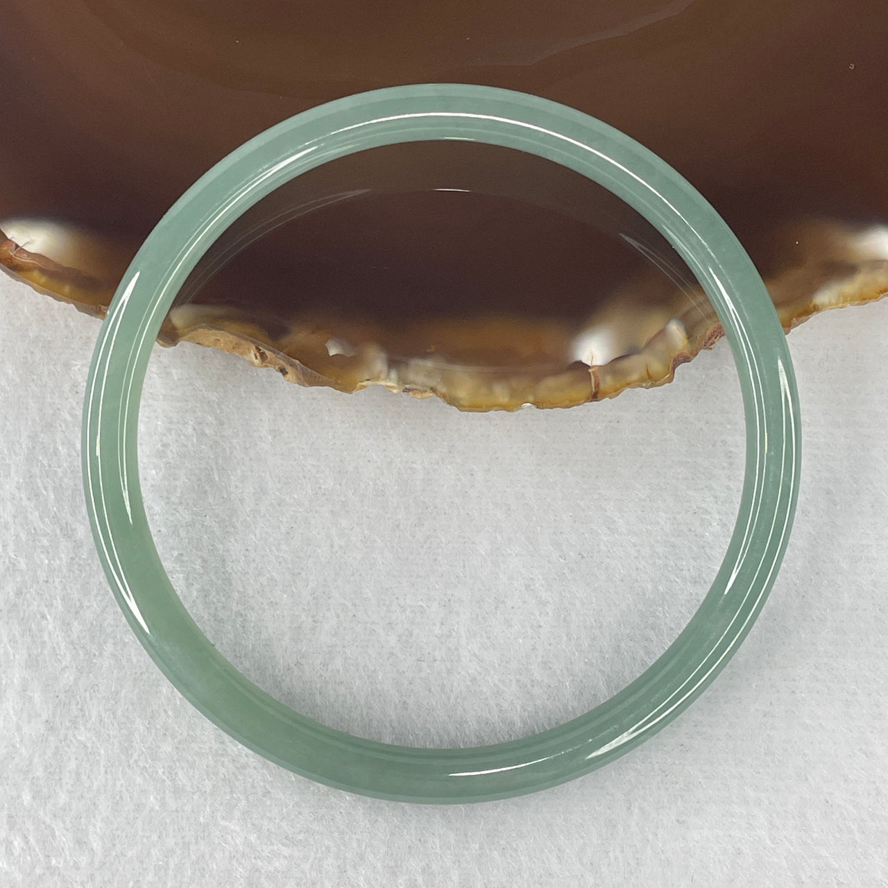 Certified Natural Type A Jelly Light Blueish-Green Jadeite Bangle | Sleek Fine-Strand Round Court Silhouette | "Glacial Horizon" Flawless Calm & Aura Protection Bangle (16.76g 5.3x5.4mm | 61.3mm | Perfect)