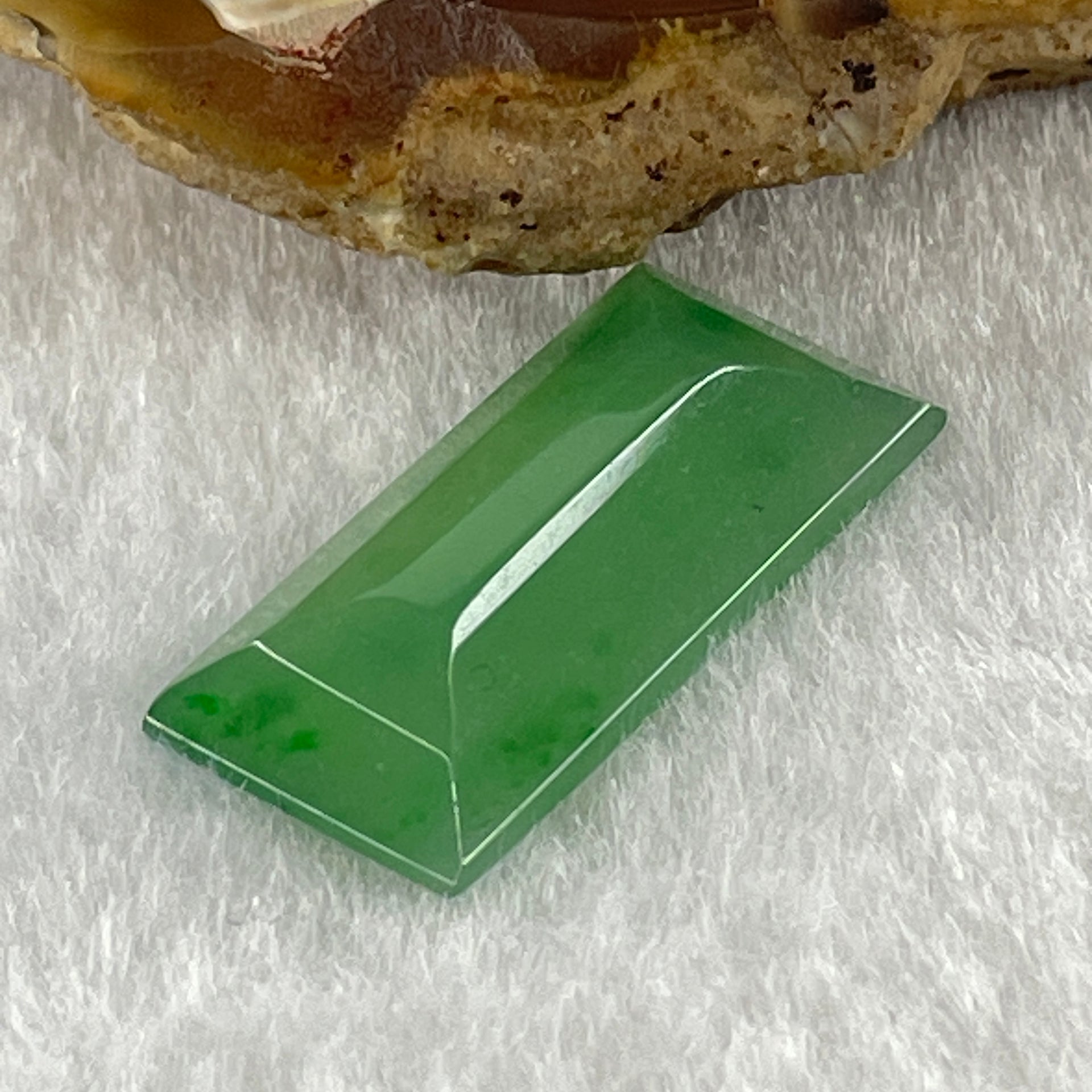 Type A Natural Icy Green Jadeite Rectangle Setting Stone 1.65g 21.9 by 10.5 by 3.7mm - Huangs Jadeite and Jewelry Pte Ltd