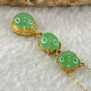 Type A Icy Apple Green Jadeite Cabouchons in 18K Yellow Gold Necklace each about 7.1 by 6.3 by 4.0mm 3.10g 39 or 42cm - Huangs Jadeite and Jewelry Pte Ltd