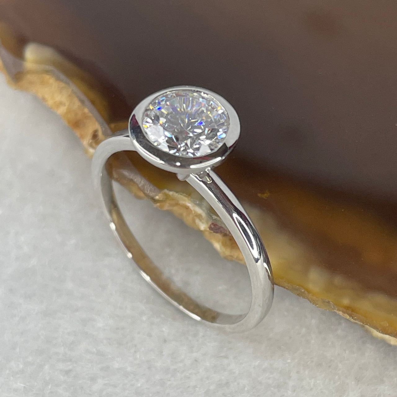 GRA Certified 1ct Moissanite Engagement Ring S925 Silver - D VVS1 Triple Excellent Cut - 6.5mm Solitaire Ring US 7 / HK 15.2 - Classic Promise Ring