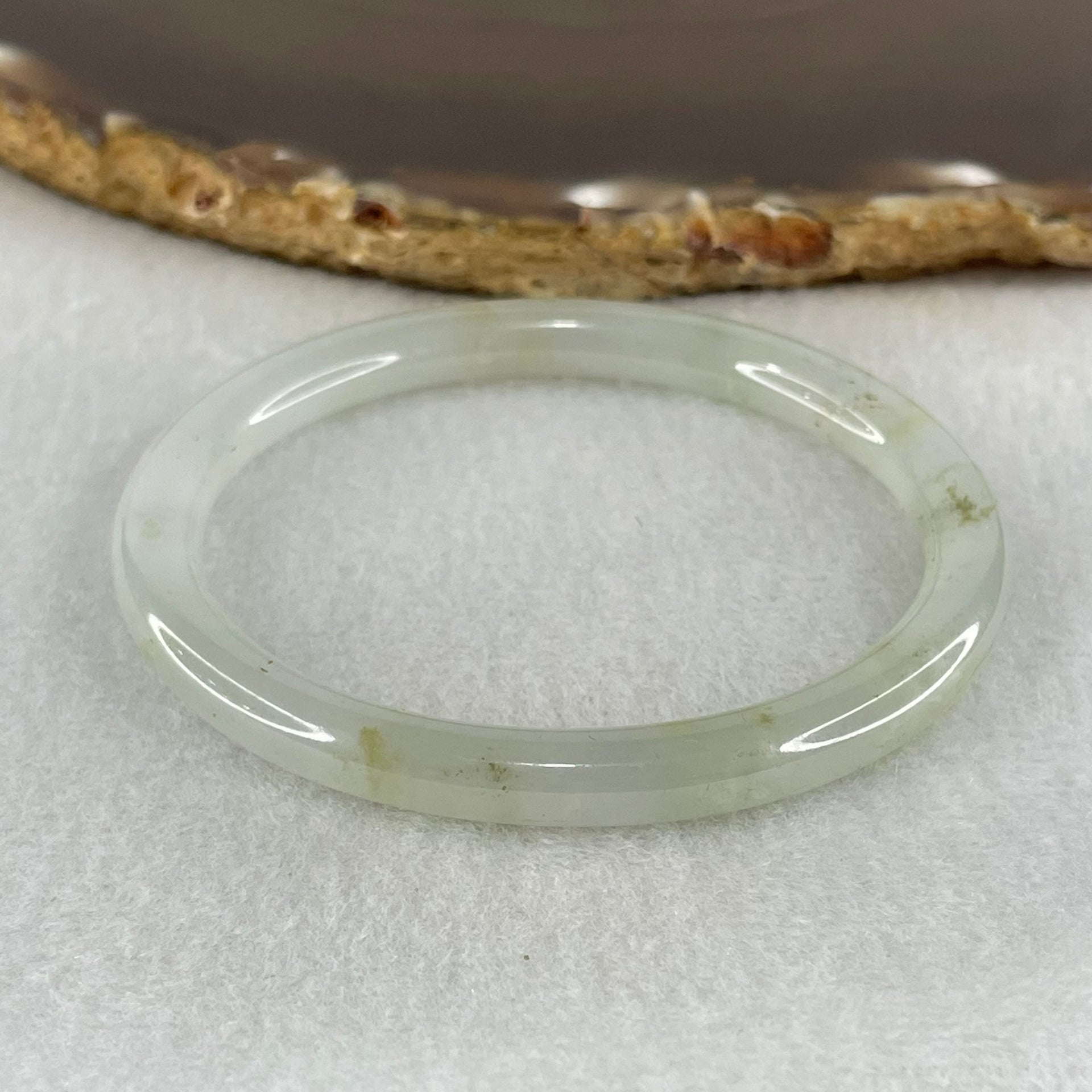 Type A Semi Icy Light Blueish Green Jadeite Oval Bangle 18.74g Internal Diameter 52.4mm 6.1 by 6.8mm (Close to Perfect) - Huangs Jadeite and Jewelry Pte Ltd