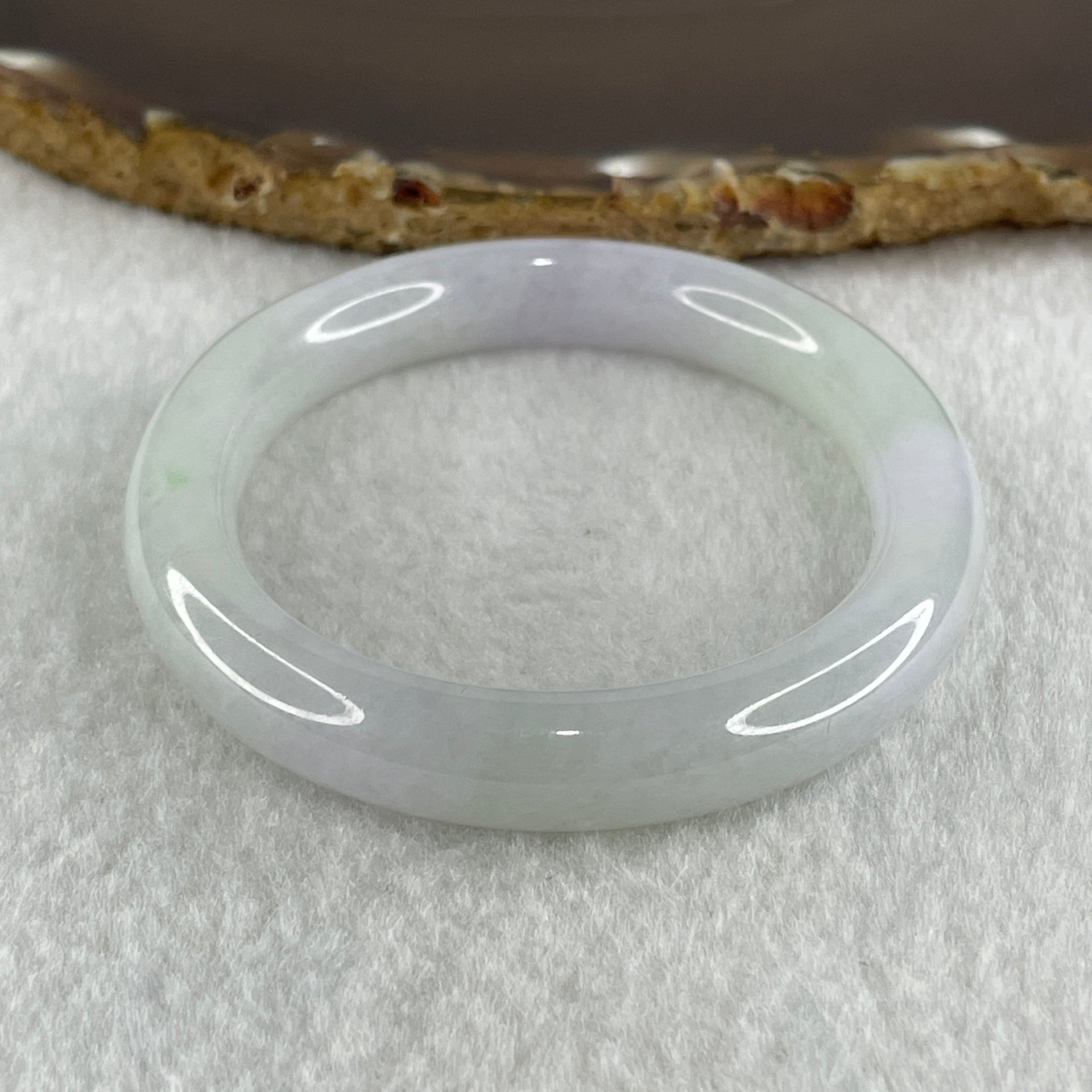 Type A Natural Light Lavender Light Green Jadeite Oval Bangle 37.95g Inner Diameter 54.6mm 9.3 by 8.7mm (Very Very Slight Internal Lines) - Huangs Jadeite and Jewelry Pte Ltd